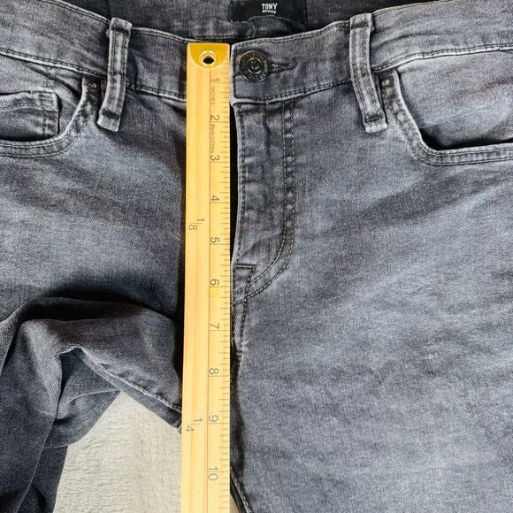 True Religion Jeans Men 31 Faded Black Denim Tony Skinny Destroyed Knees Zip Fly - Picture 11 of 13